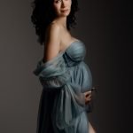 Vancouver Maternity Photoshoot pregnant woman wearing a blue gown