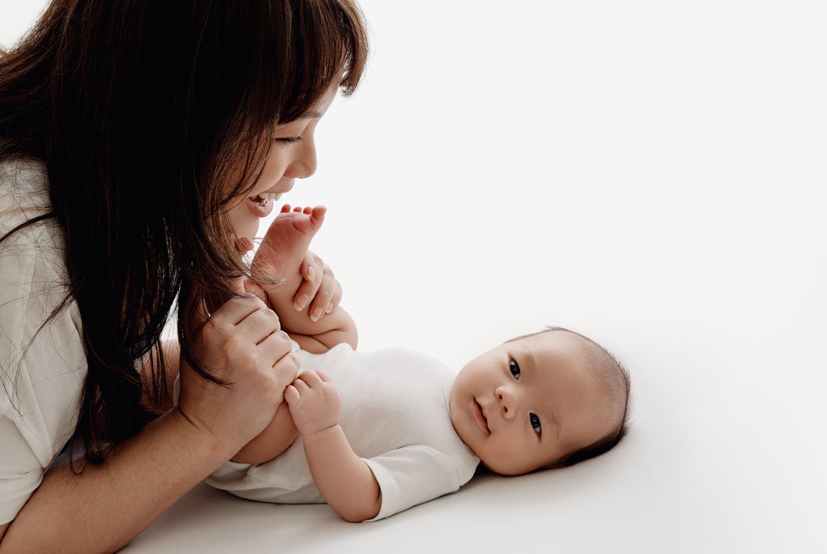 Awake older newborn portrait